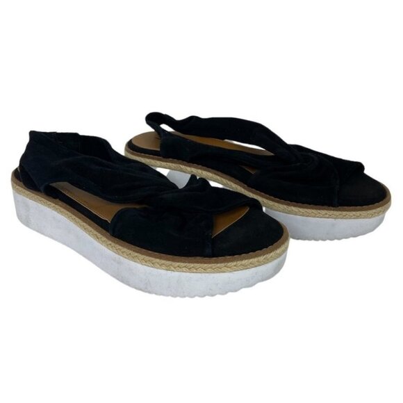 NEW Nordstrom Caslon Joelle Flatform Black Sandals Suede Platform Size 8.5 Y2K - Picture 2 of 10